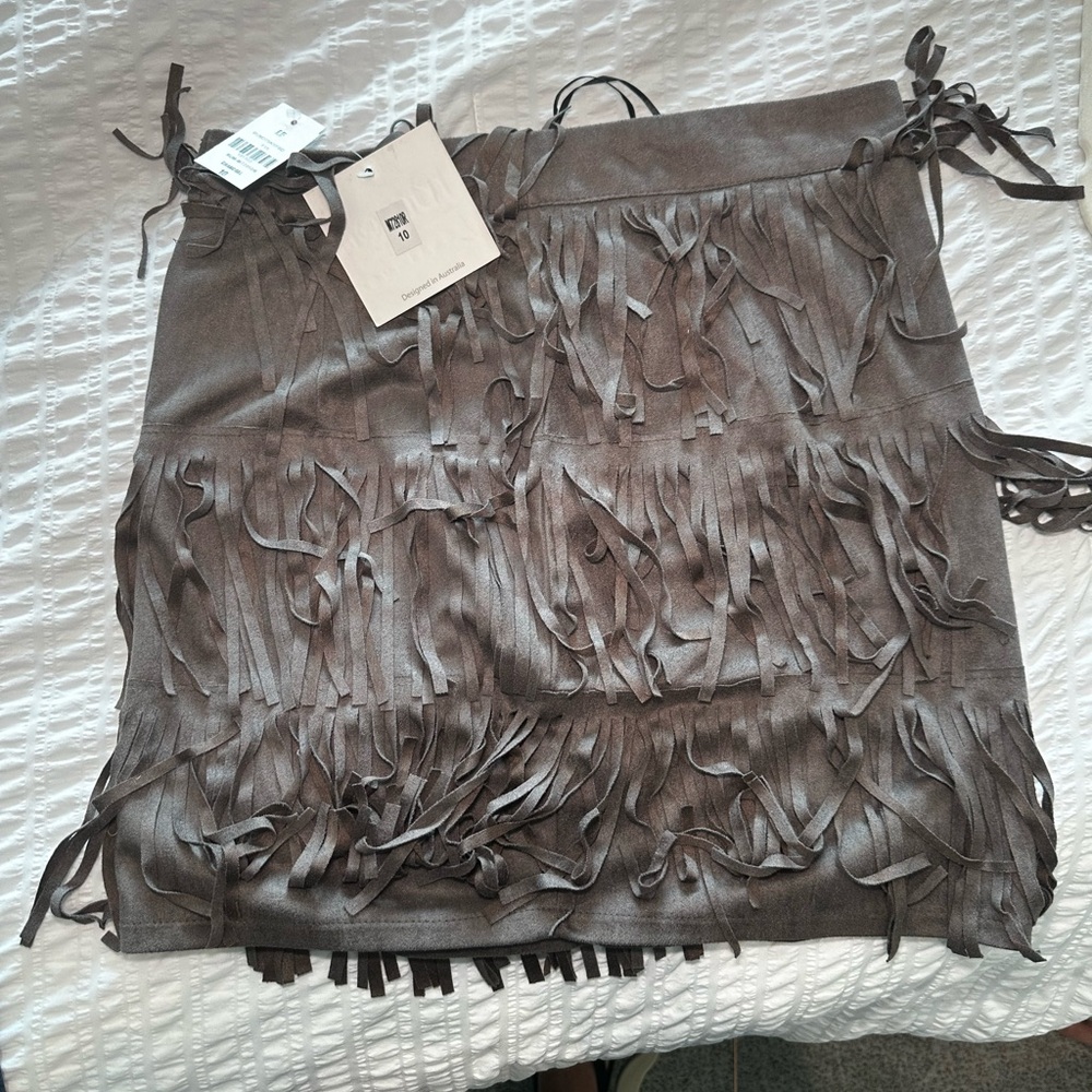 Rumor Boutique Charcoal Fringed Skirt